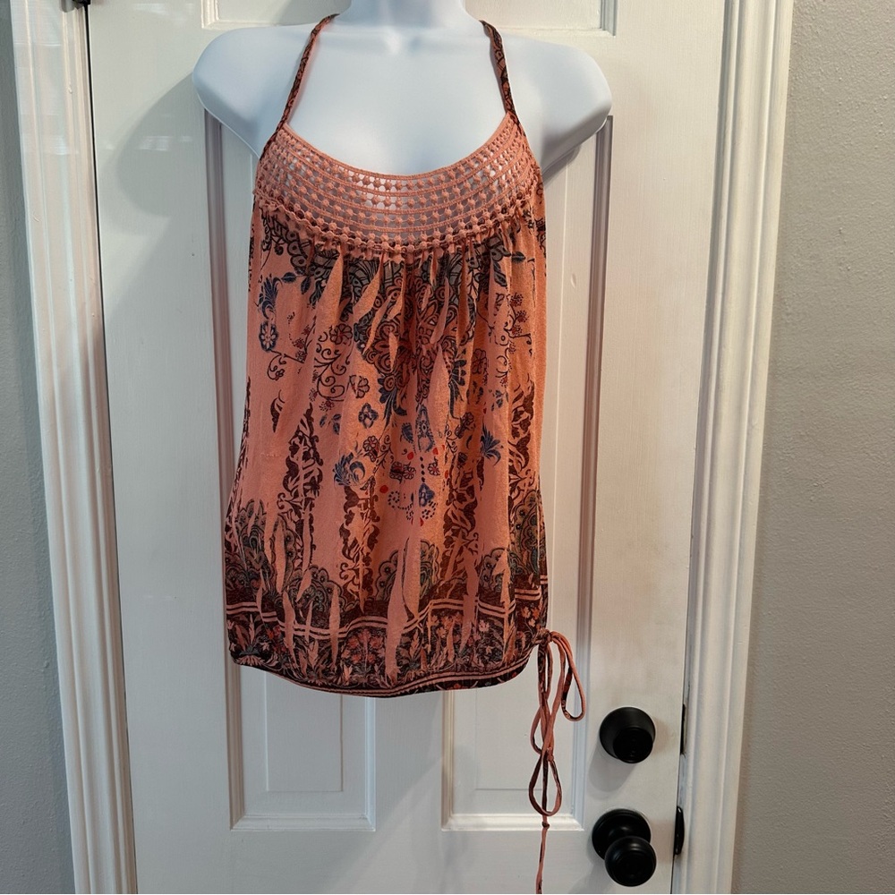 American Rag Crochet Boho Tank Top Peach/Coral – Size Small